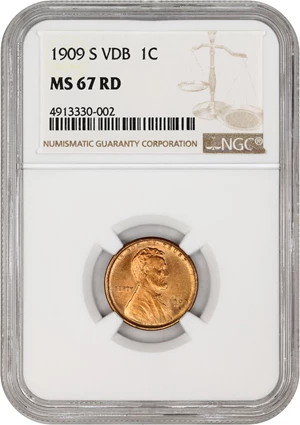 image for: 1909-S VDB 1c NGC MS67 RD