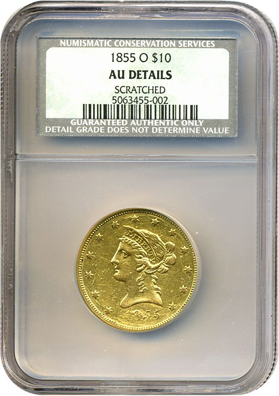 image for: 1855-O $10  NCS AU Details (Scratched)