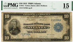image for: FR. 811 1915 $10 Atlanta PMG Fine 15