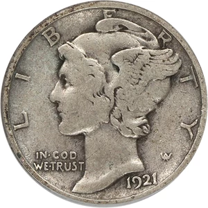 image for: 1921-D 10c PCGS/CAC F15