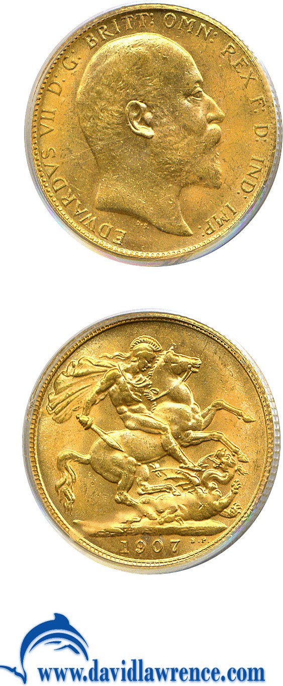 image for: Great Britain: 1907 Sov  PCGS MS63   