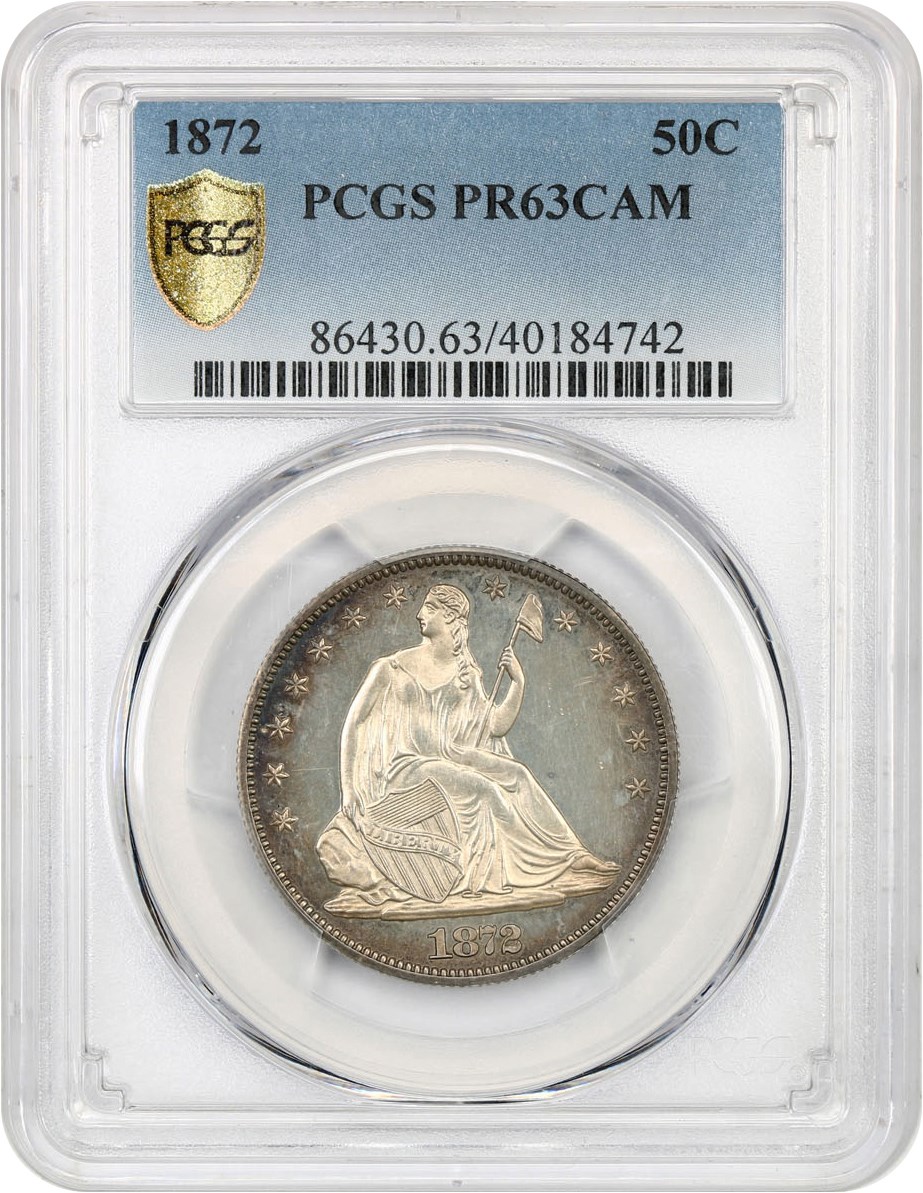 image for: 1872 50c PCGS Proof 63 Cameo