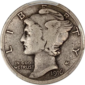 image for: 1916-D 10c PCGS/CAC F12