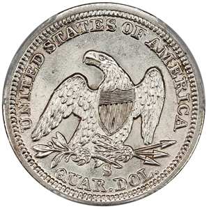 image for: S.S. Central America: 1856-S 25c PCGS/CAC MS63 & Pinch of Gold Dust
