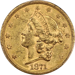 image for: 1871-S $20 PCGS AU55