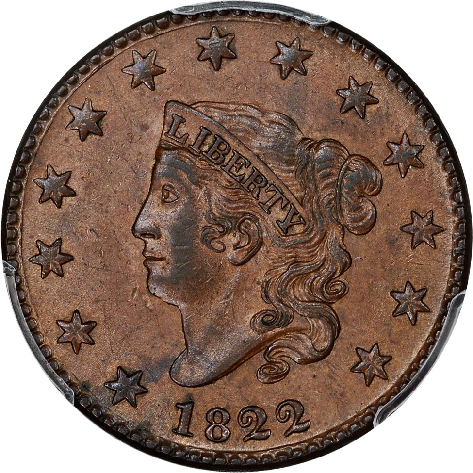 image for: 1822 1c PCGS/CAC MS62 BN