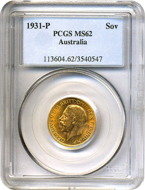 image for: Australia: 1931-P Sov (KM-32) PCGS MS62 