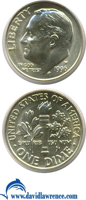 image for: 1996-W 10c PCGS MS68
