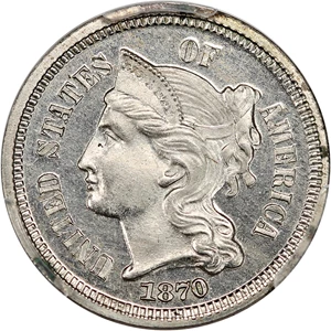 image for: 1870 3cN PCGS/CAC Proof 64 CAM