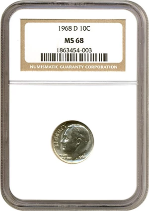 image for: 1968-D 10c NGC MS68