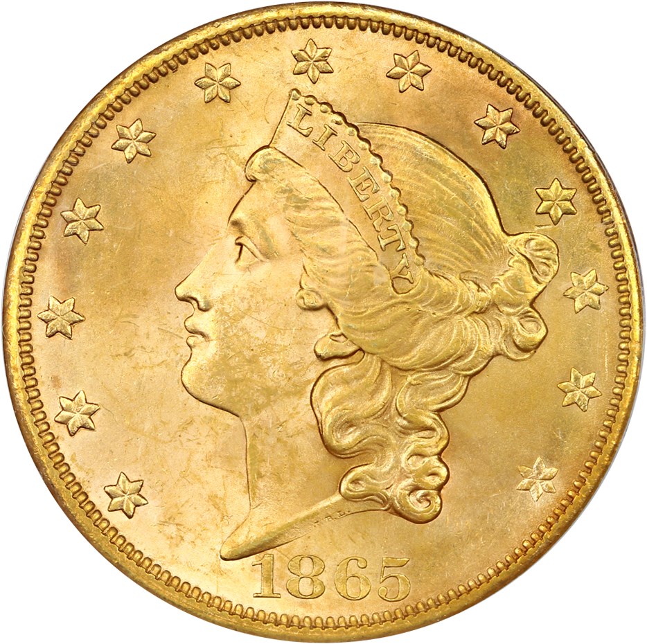 image for: Brother Jonathan: 1865-S $20 PCGS MS63 