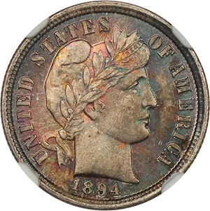 image for: 1894 10c NGC MS66+