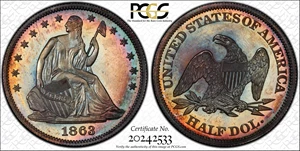 image for: 1863 50c PCGS/CAC Proof 66 CAM ex: Perfection Collection