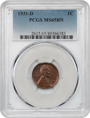 image for: 1931-D 1c PCGS MS65 BN