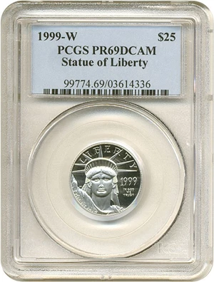 image for: 1999-W $25 Platinum Eagle PCGS Proof 69 DCameo
