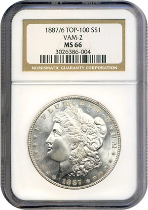 image for: Top 100 VAM: 1887 $1 VAM 2 7/6 NGC MS66