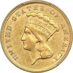 image for: 1874 $3 PCGS AU55