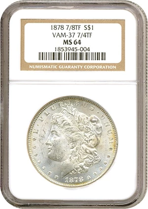 image for: 1878 7/8TF $1 Strong VAM 37 7/4 NGC MS64