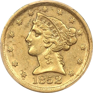 image for: 1852-D $5 PCGS/CAC AU50