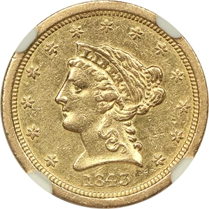 image for: 1843-O $2 1/2 NGC AU53 (Small Date)