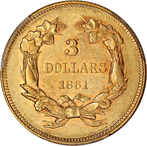 image for: 1861 $3 PCGS AU55