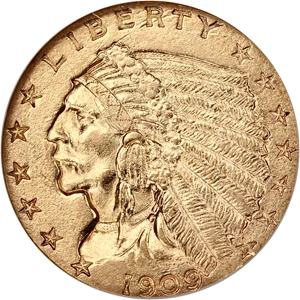 image for: 1909 $2 1/2 NGC MS61
