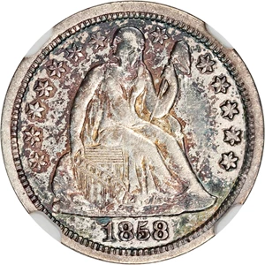 image for: 1858 10c NGC AU50