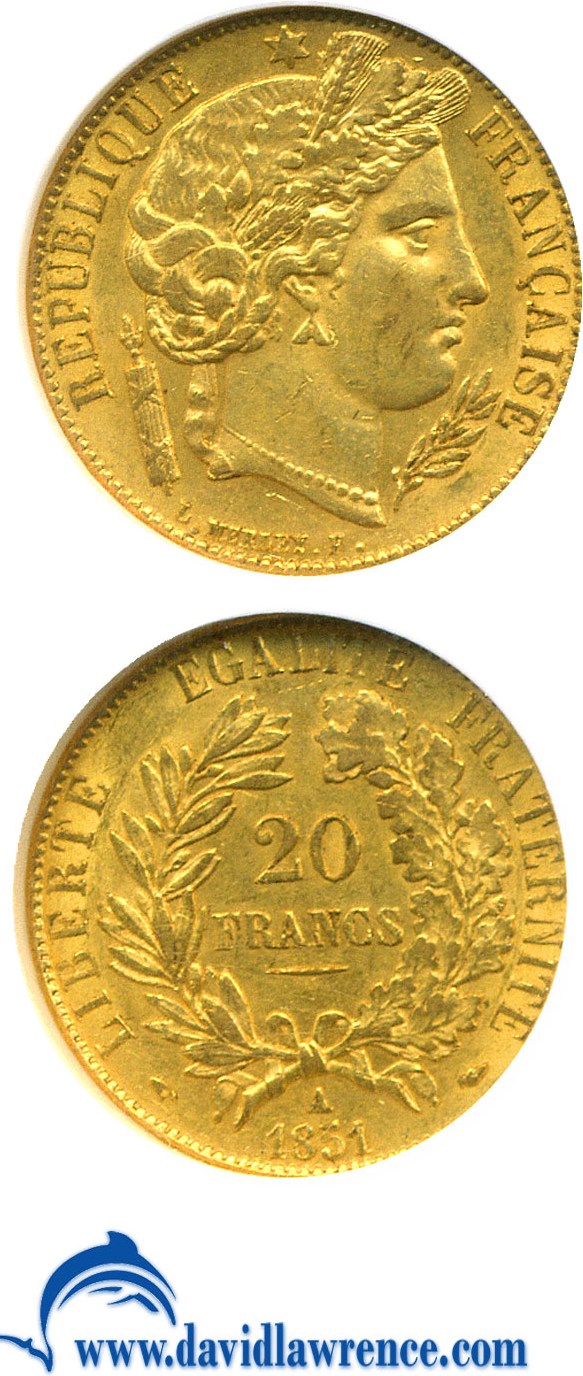 image for: France: 1851-A 20 Fr  NGC MS60   