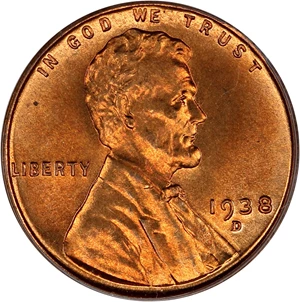 image for: 1938-D 1c PCGS MS67 RD