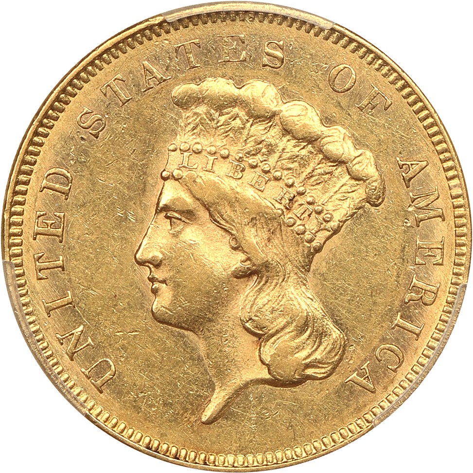 image for: 1855 $3 PCGS AU55