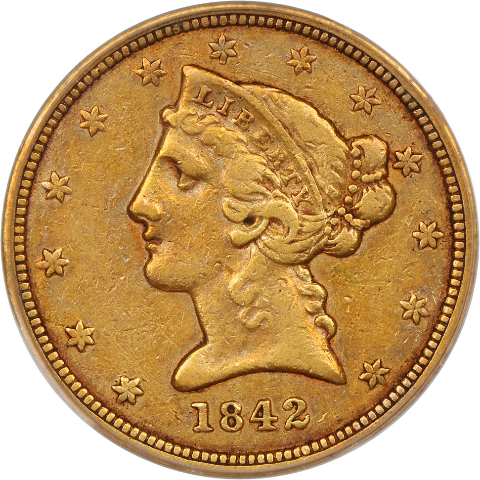 image for: 1842-O $5 PCGS VF20 (OGH)