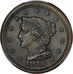 image for: 1846 1c PCGS MS65 BN (Small Date)