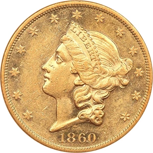 image for: 1860 $20 NGC AU55