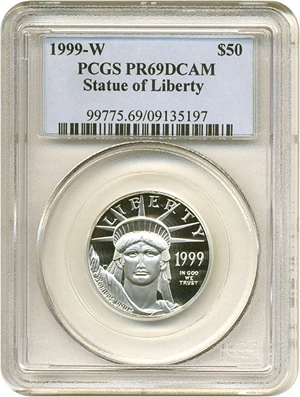 image for: 1999-W $50 Platinum Eagle PCGS Proof 69 DCameo