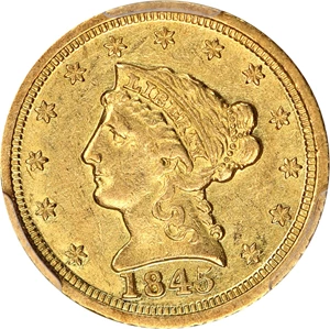 image for: 1845-D $2 1/2 PCGS AU50