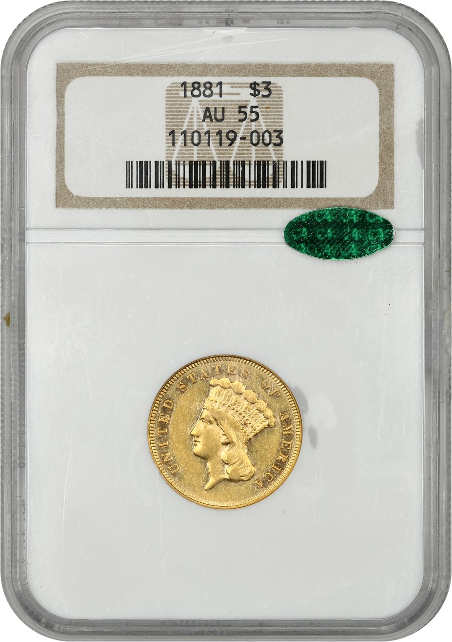 image for: 1881 $3 NGC/CAC AU55