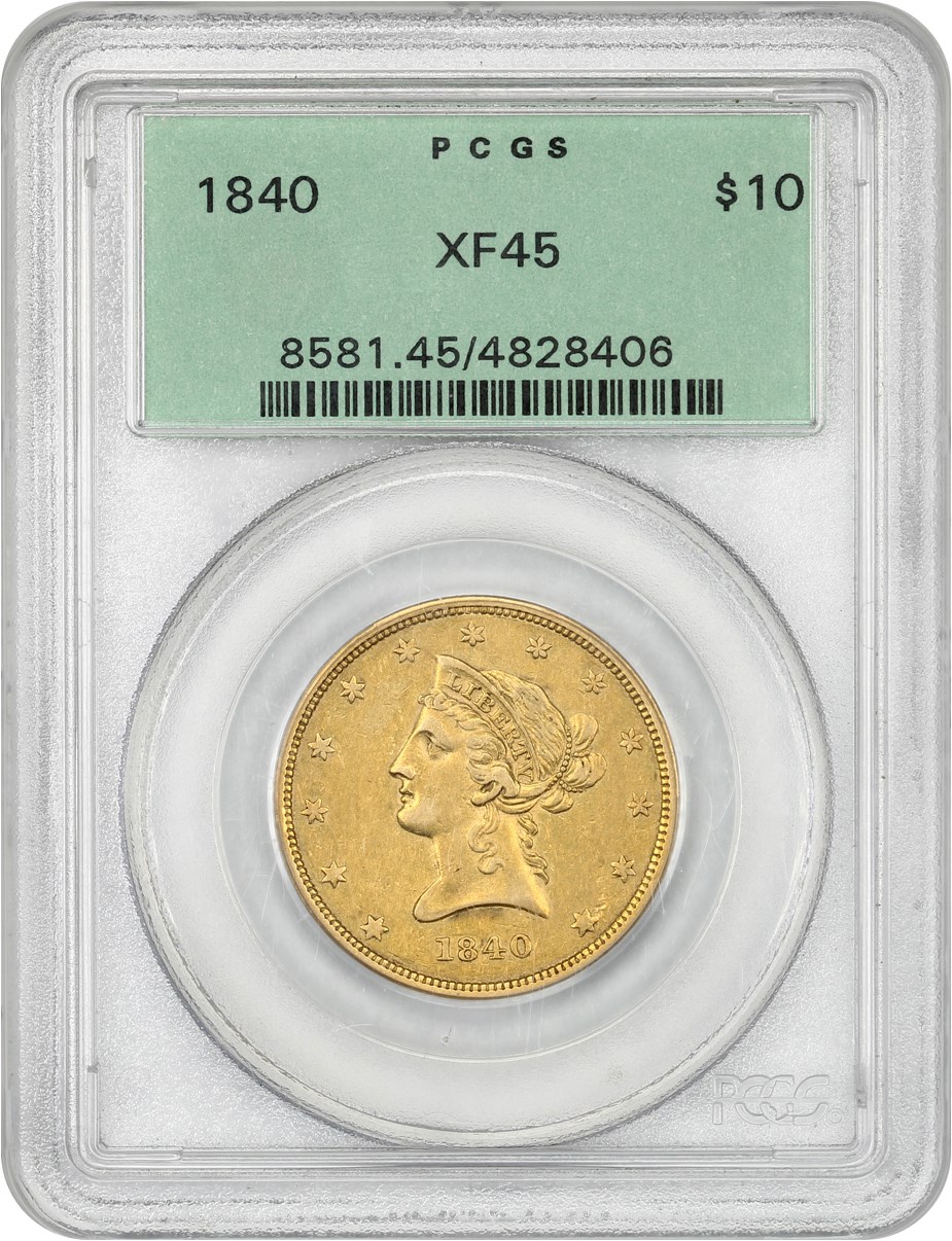 image for: 1840 $10 PCGS XF45 (OGH)
