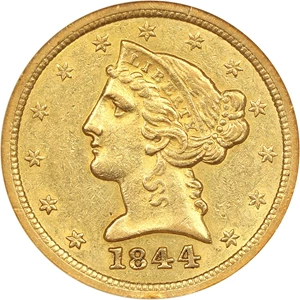 image for: 1844-O $5 NGC AU50