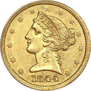 image for: 1844-D $5 PCGS AU58