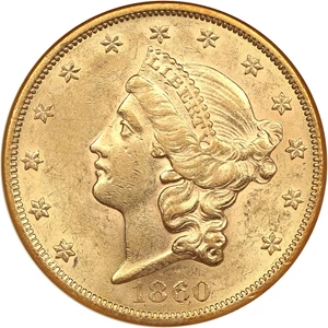 image for: 1860 $20 NGC AU58