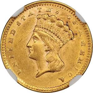 image for: 1856 G$1 NGC MS61 (Slanted 5)