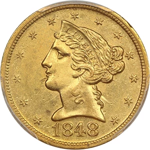 image for: 1848-D $5 PCGS MS61