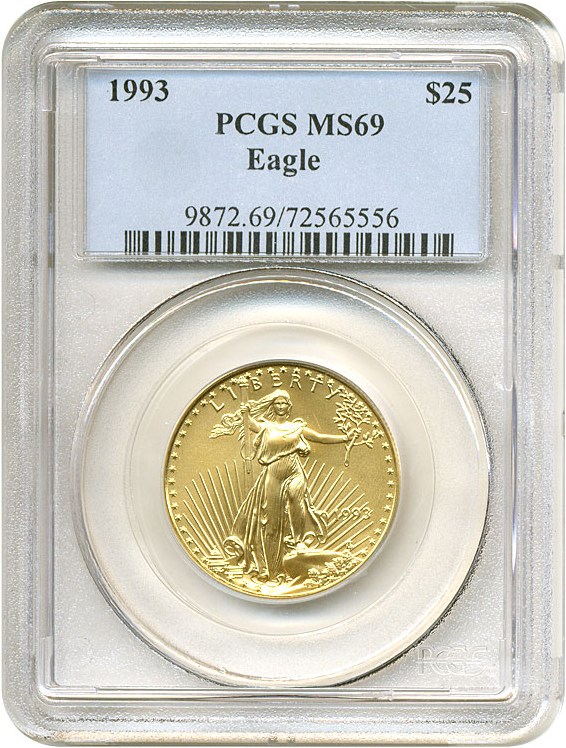 image for: 1993 $25 Gold Eagle PCGS MS69 