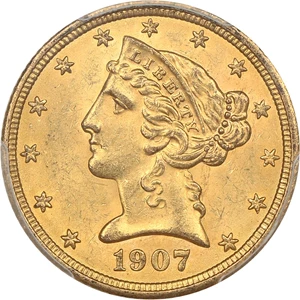 image for: 1907 $5 PCGS/CAC MS64
