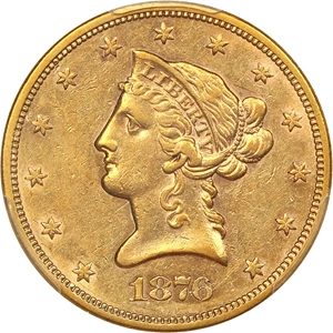 image for: 1876-S $10 PCGS AU53