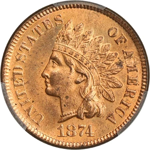 image for: 1874 1c PCGS MS64 RD