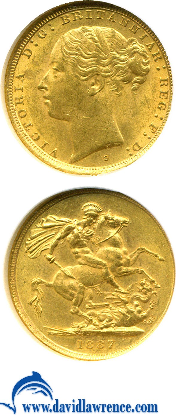 image for: Australia: 1887-S Sov Young Head  (KM-7) NGC MS62 ex: Reserve Bank of Australia