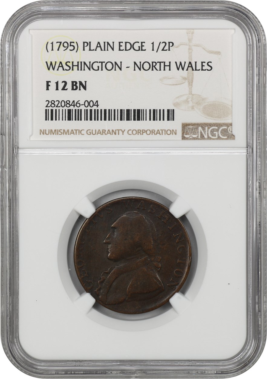 image for: 1795 Washington, North Wales 1/2 P NGC F12 BN (Plain Edge)