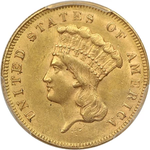 image for: 1857 $3 PCGS/CAC AU58