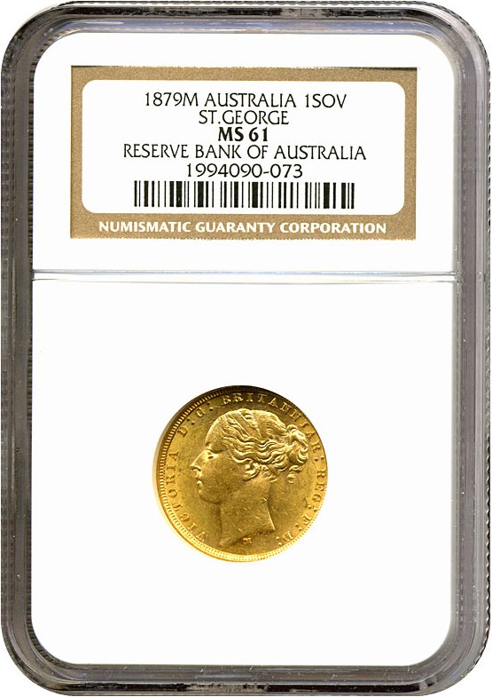 image for: Australia: 1879-M Sov St.George (KM-7) NGC MS61 ex: Reserve Bank of Australia